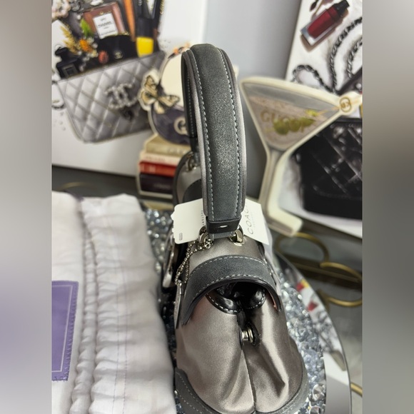 Coach 2005 Vtg Madison Mini Top Handle Swarovski Crsytal Satin Suede Handbag NWT - Picture 9 of 17